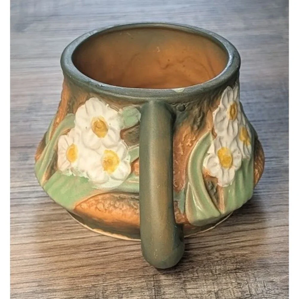 Roseville Jonquil 1931 Vintage Arts And Crafts Pottery Brown Ceramic Vase 523-3